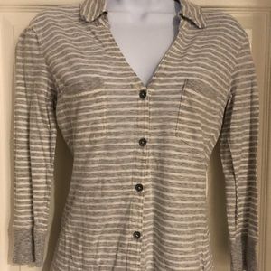 EXPRESS Stripes Ivory and Gray Top